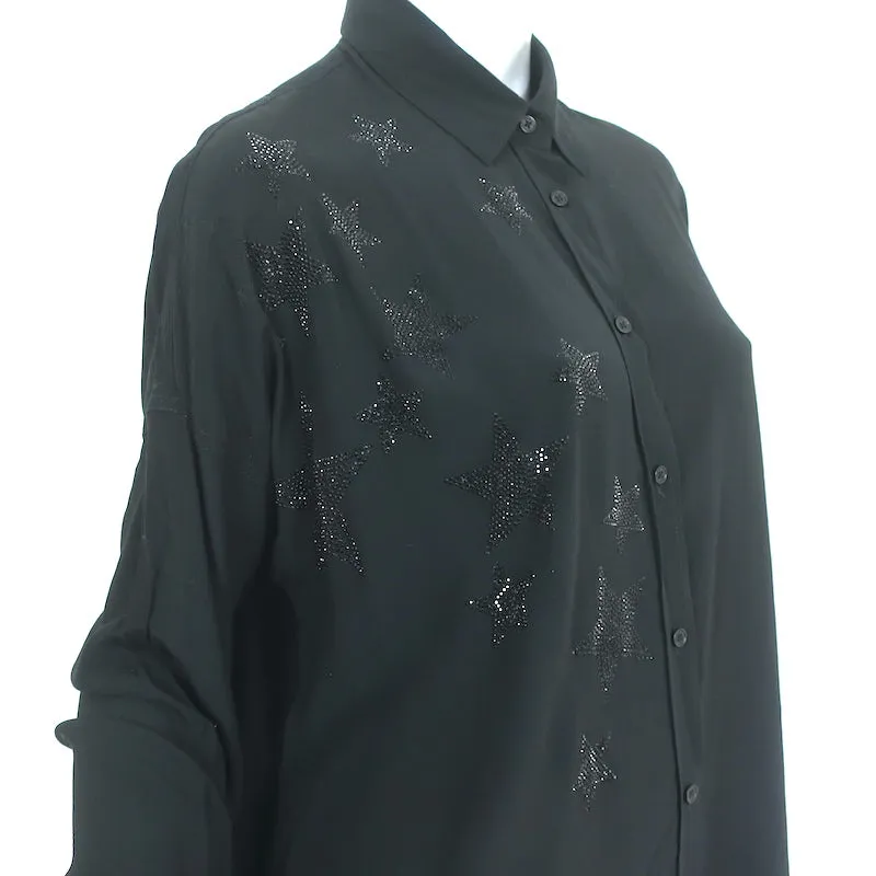Zadig & Voltaire Chemise Étoiles Strass Tamara Noir Crêpe Taille S