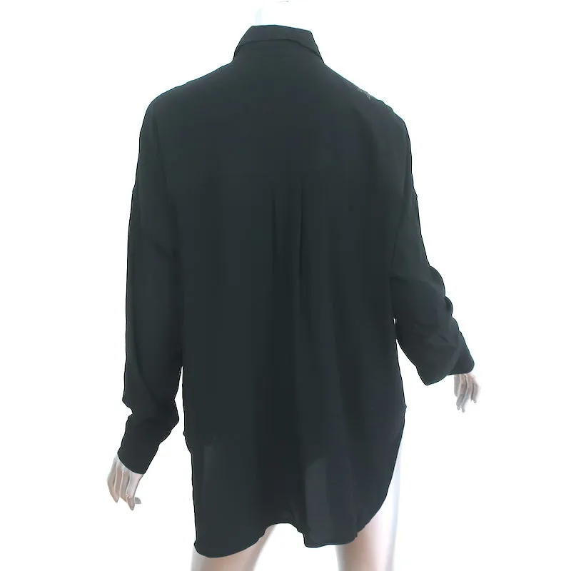 Zadig & Voltaire Chemise Étoiles Strass Tamara Noir Crêpe Taille S