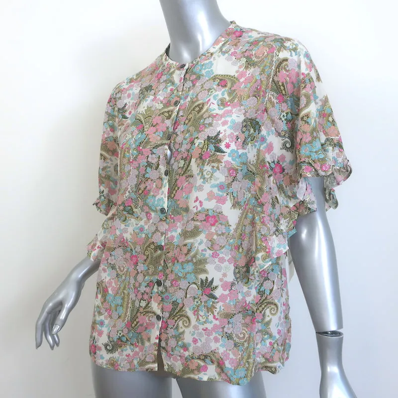 Zadig & Voltaire Tafi Blouse Crème/Imprimé Floral Multicolore Taille Extra Small NEUF