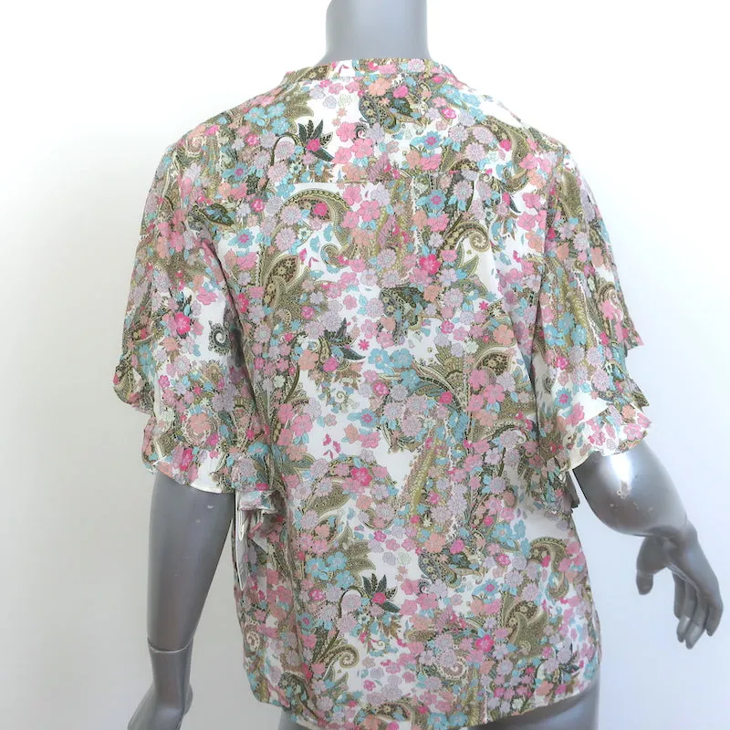Zadig & Voltaire Tafi Blouse Crème/Imprimé Floral Multicolore Taille Extra Small NEUF