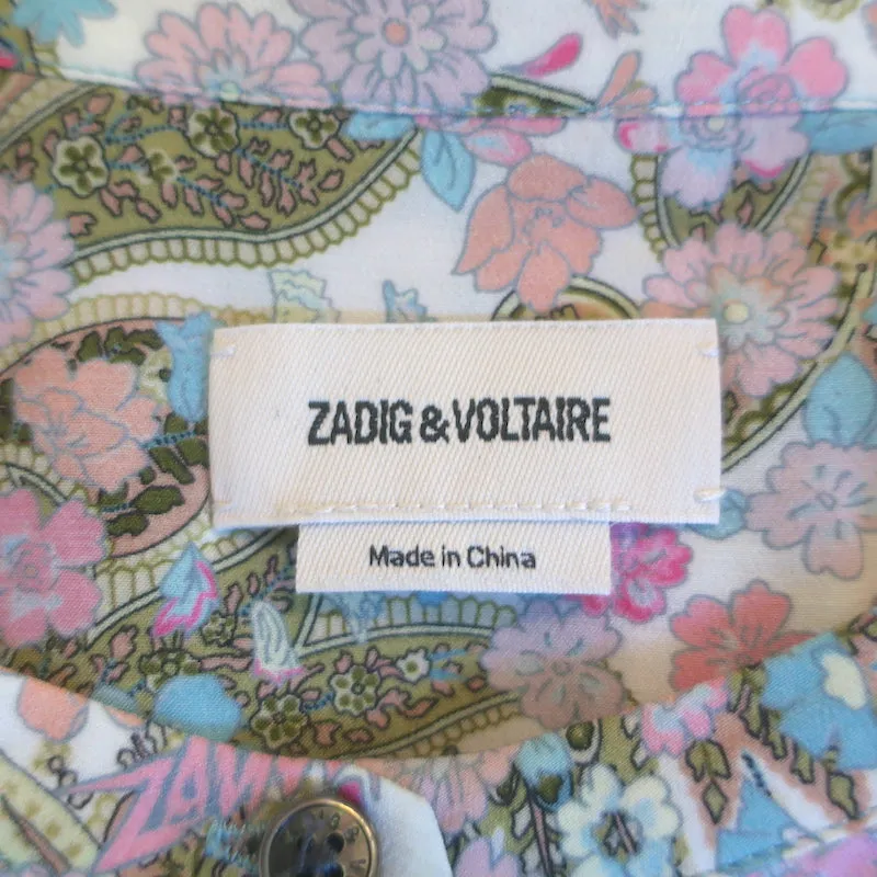Zadig & Voltaire Tafi Blouse Crème/Imprimé Floral Multicolore Taille Extra Small NEUF