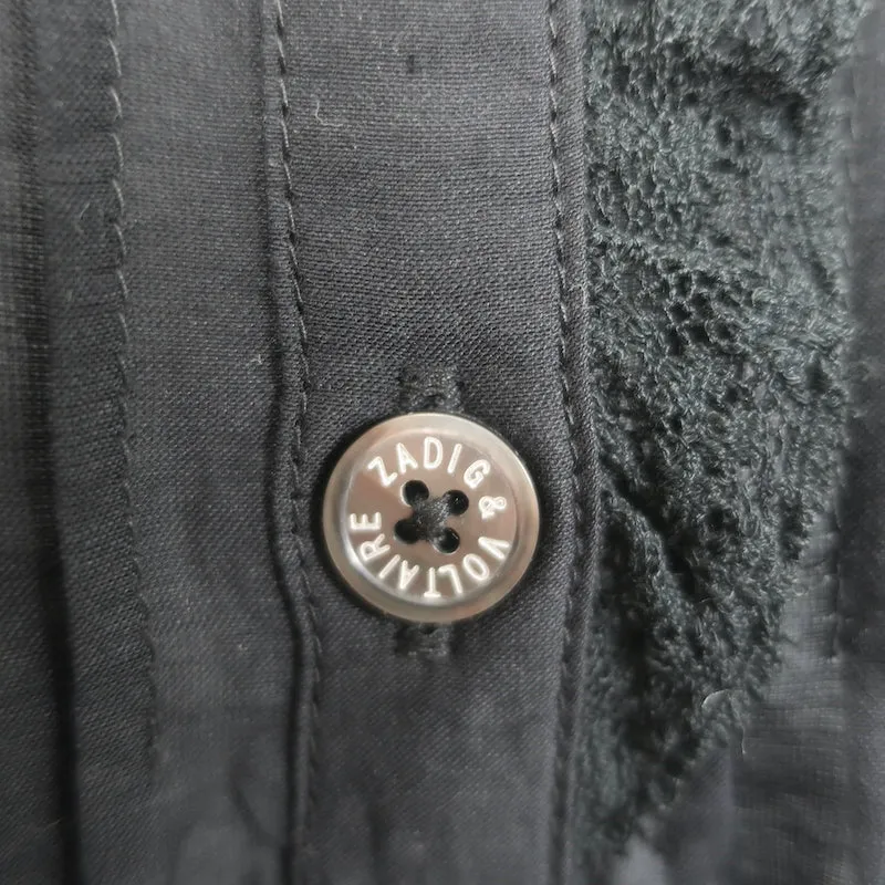 Zadig & Voltaire Timmy Tomboy Haut Noir en Coton Volanté Taille Très Petite