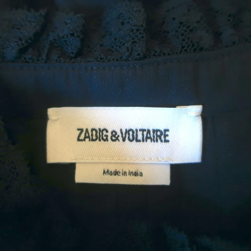 Zadig & Voltaire Timmy Tomboy Haut Noir en Coton Volanté Taille Très Petite