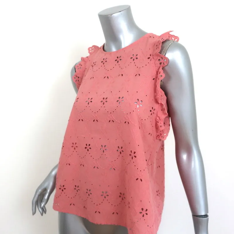 Zara Blouse sans manches en coton brodé à œillets rose taille moyenne avec dos nu
