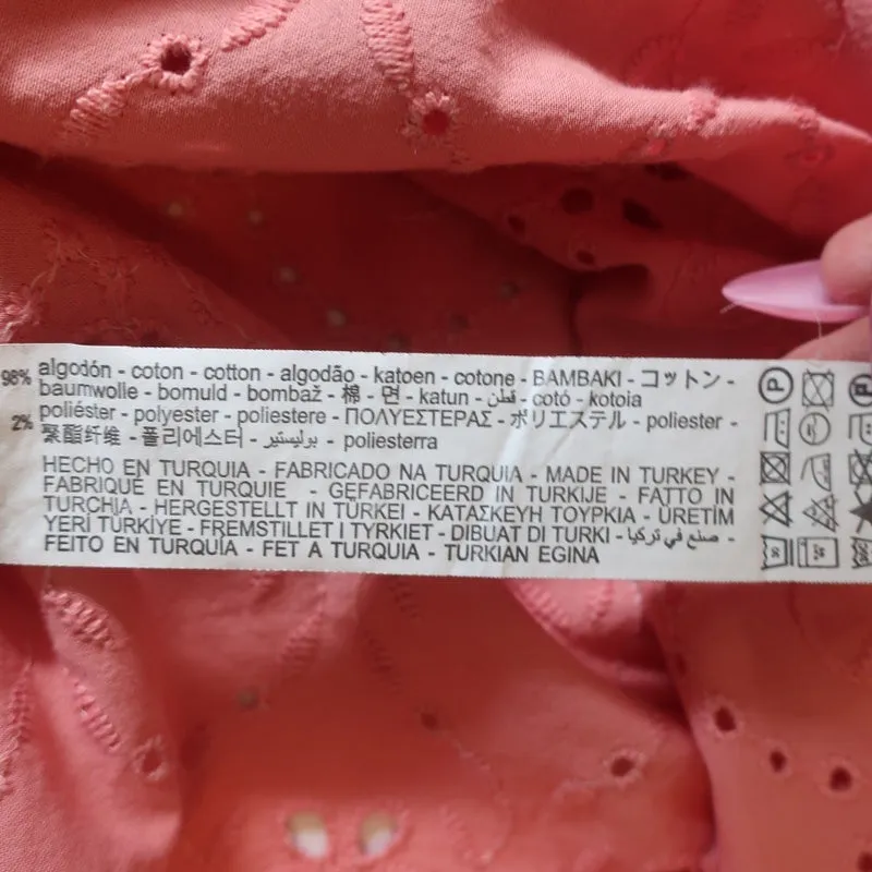 Zara Blouse sans manches en coton brodé à œillets rose taille moyenne avec dos nu