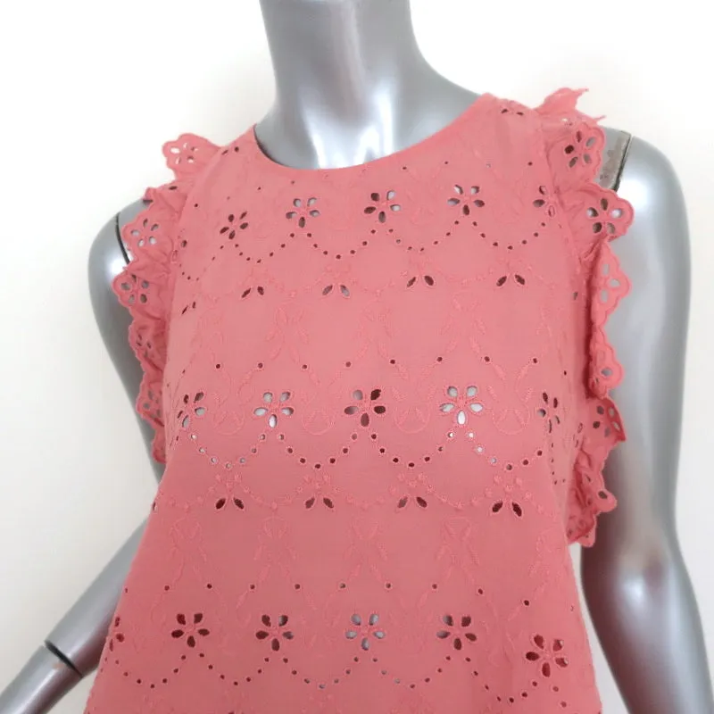 Zara Blouse sans manches en coton brodé à œillets rose taille moyenne avec dos nu