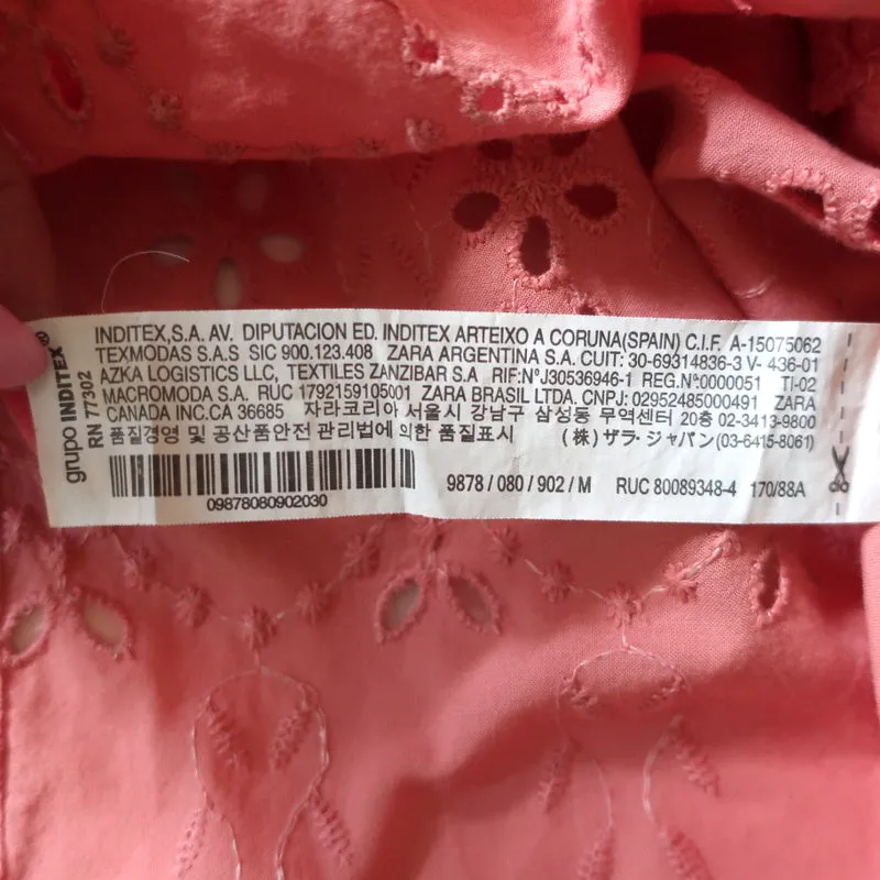 Zara Blouse sans manches en coton brodé à œillets rose taille moyenne avec dos nu