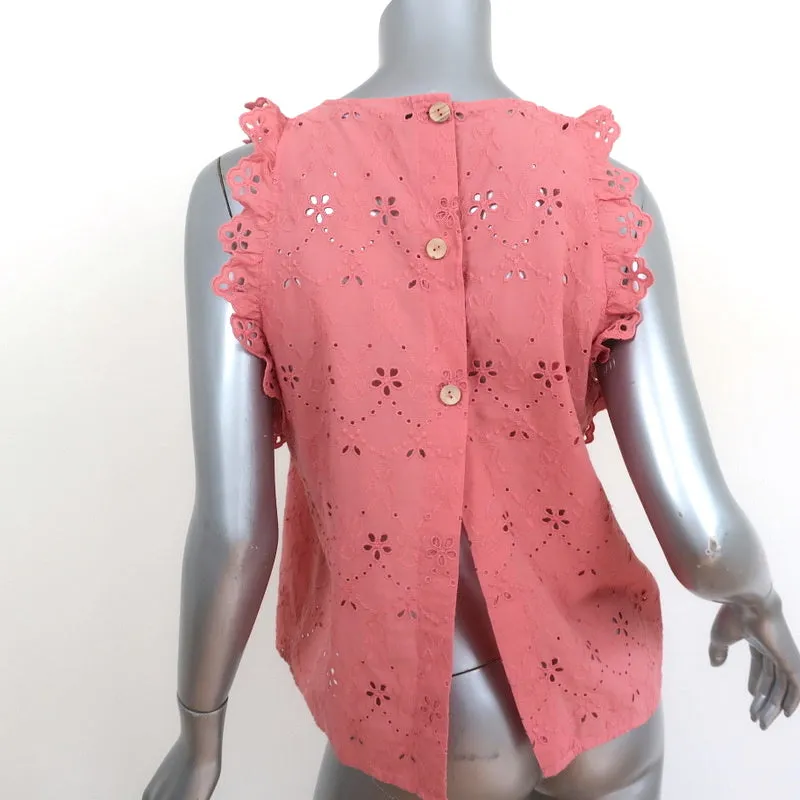 Zara Blouse sans manches en coton brodé à œillets rose taille moyenne avec dos nu