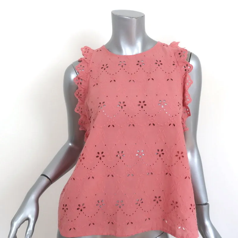 Zara Blouse sans manches en coton brodé à œillets rose taille moyenne avec dos nu