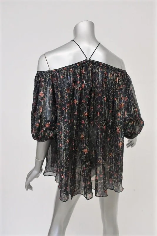 Zimmermann Blouse décolletée Havoc à bretelles Imprimé floral en chiffon Taille 0