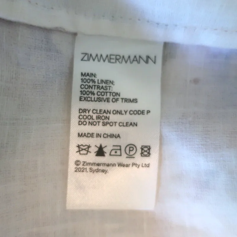 Zimmermann Rosa Haut à bretelles à péplum dentelé Crème Imprimé floral Lin Taille 0