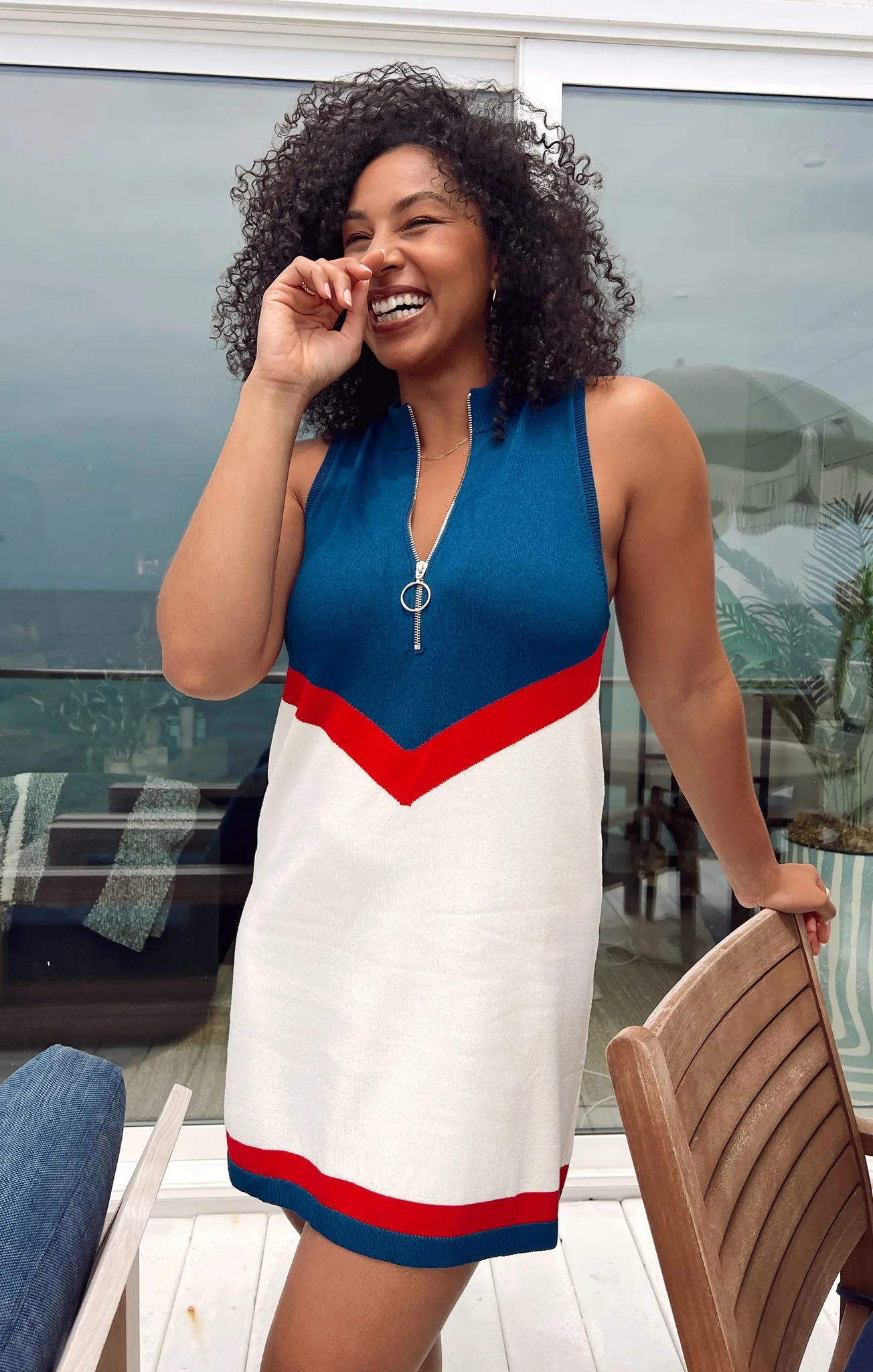 Robe Zip Zoe ~ Tricot Chevron USA